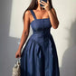 New Women's Fashion Casual Sleeveless Solid Color Waist Tight Dress