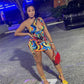 Slim Dress With Slanted Shoulders And Backless Drawstring