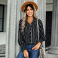 Ladies Fashion Casual Loose Versatile Shirt Striped Top