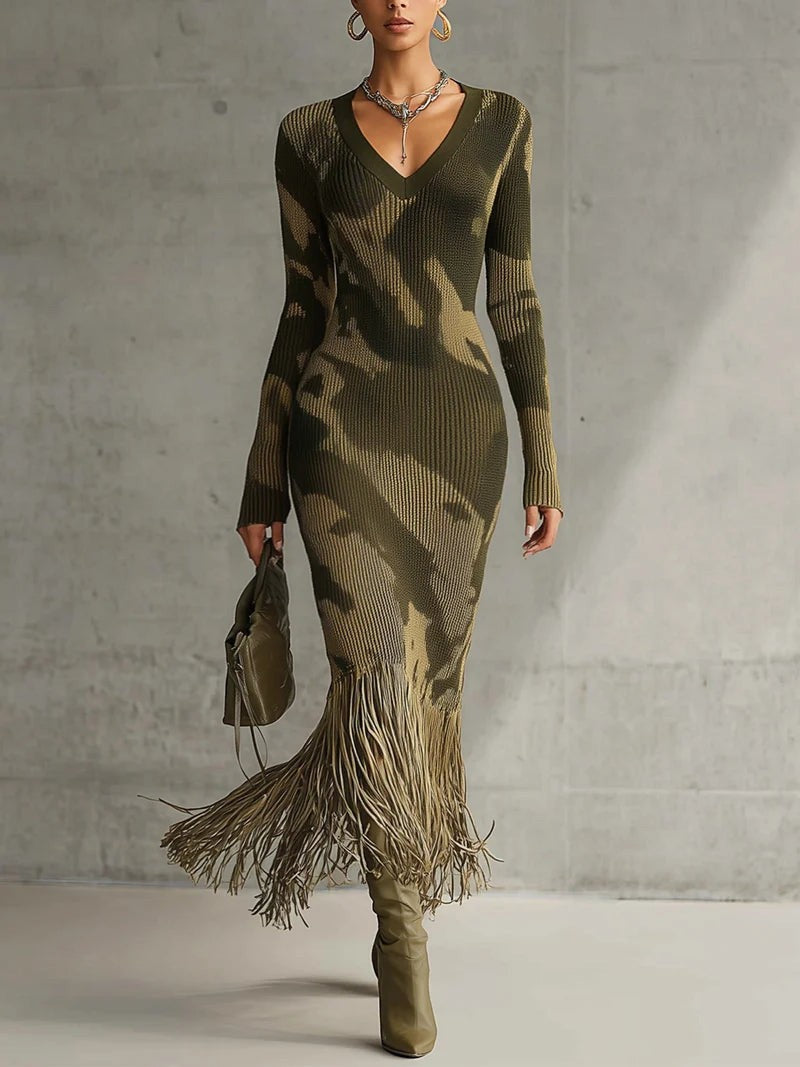 Womens Knitted Effect Sweater Dress