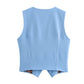 All-match Solid Color Sleeveless Stretch Denim Vest Jacket