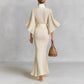 Pleated Wide-sleeve Shirt And Maxi Skirt Two-piece Women's Set