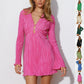 Robe moulante à lacets et col en V, manches trompette, paillettes, tendance, pour femme