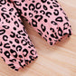 Newborn Long Sleeve Romper Leopard Print Trousers And Headband Three-piece Set