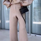 Women's Solid Color Round Neck Long Sleeve Elastic Waist Pants Two-piece Suit