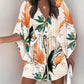 Women's V-Neck Tie Printed Beach Dress