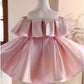 Creative All-match Girls Bow Solid Color Dress