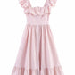 Women's Three-color Single-breasted Striped Ruffled Waist Dress