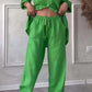 Ensemble deux pièces à lacets et pantalon large pour femme