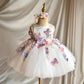 White Girl Flower Design Stage Show Performance Costume