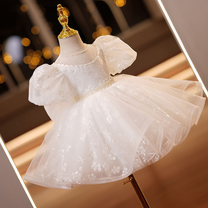 Girls' Dress White For Birthday Dinner