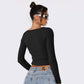 Slimming Slim Lace Stitching Top U-neck Bottoming Shirt