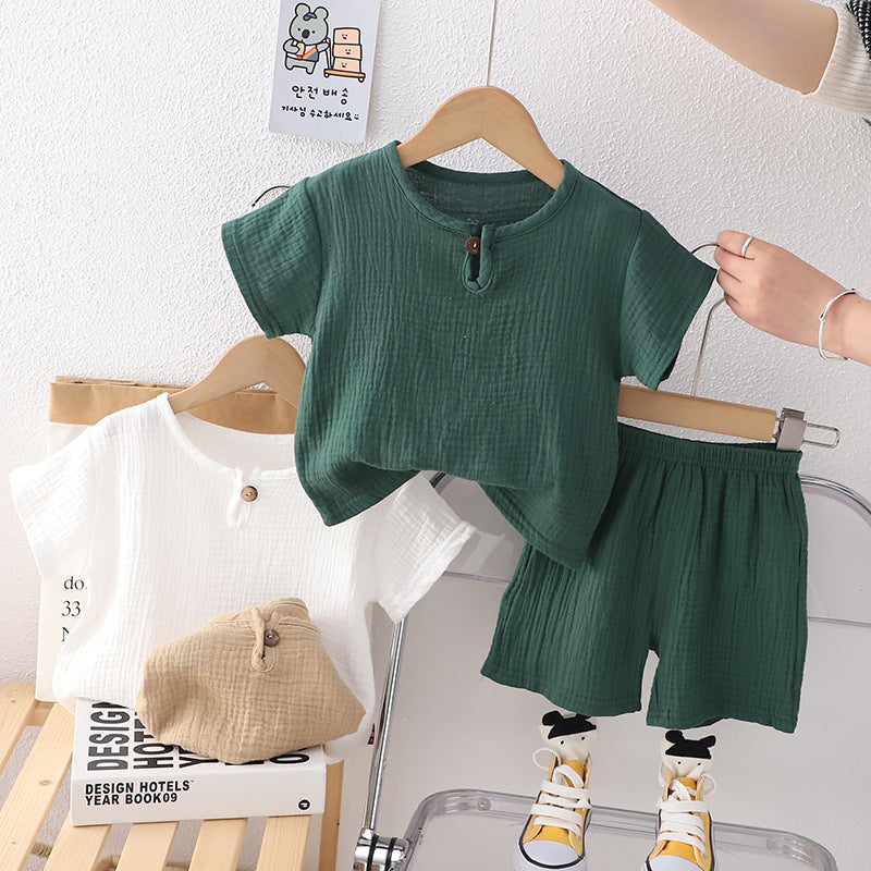 Children's Round Neck Short Sleeve Suit For Girls