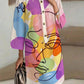 Autumn Half-sleeve Printed Loose And Elegant Shirt Dress