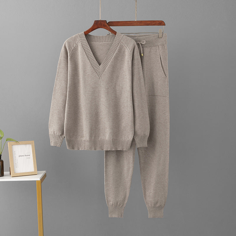 Women's Casual Sweater Harem Pants Suit