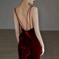 Robe de soirée sirène bordeaux à bretelles pour femme