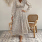 Women's V-neck Floral Print Long Sleeve Dress