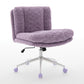 W26.4 Inch Wider Seat Office Chair,Artificial Rabbit Hair Home Office Chair With Metal Base,Adjustable Desk Chair Swivel Office Chair,Vanity Chair  Violet