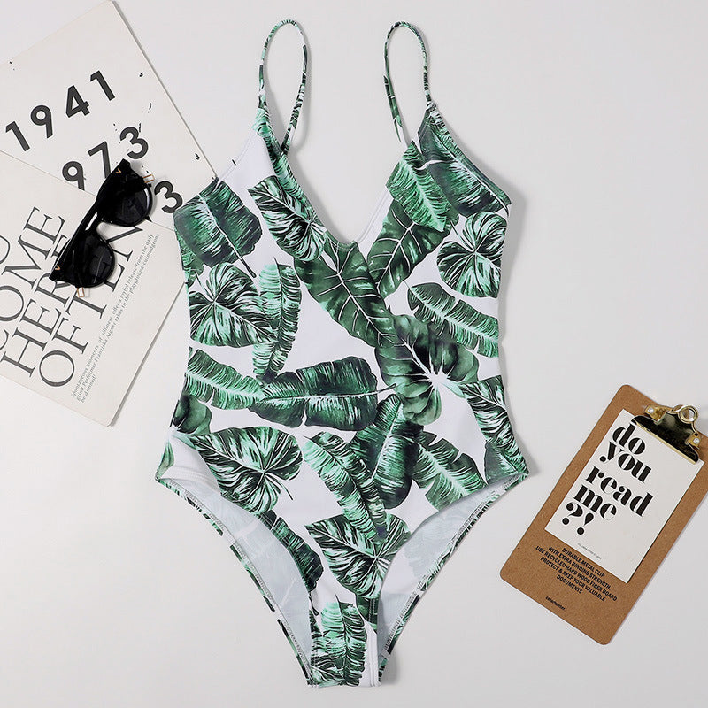Retro Polka-dot Lace-up Waist One-piece Swimsuit Women
