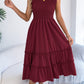 Casual Sleeveless Ruched Waistline Flounce Maxi Dress