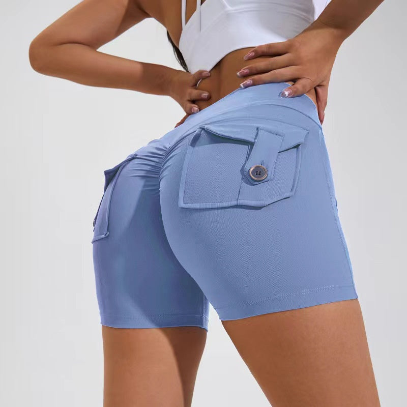 Short taille haute avec poches pour le yoga, le fitness, le sport, l'été