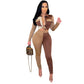 Costume deux pièces slim à coutures contrastées