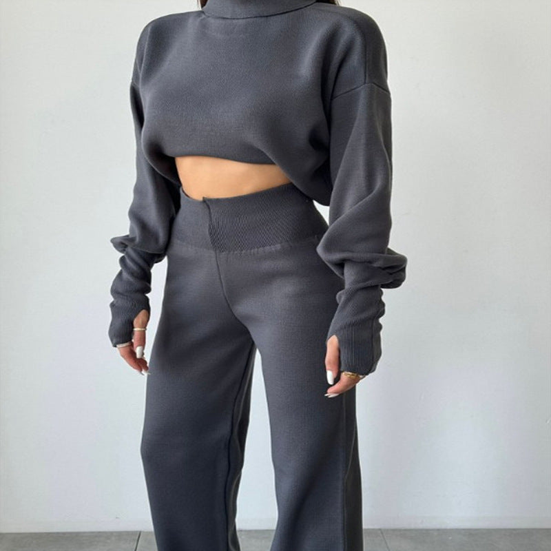 Ensemble haut ample à manches longues et col roulé pour femme, nouvelle collection européenne et américaine, mode décontractée, automne et hiver