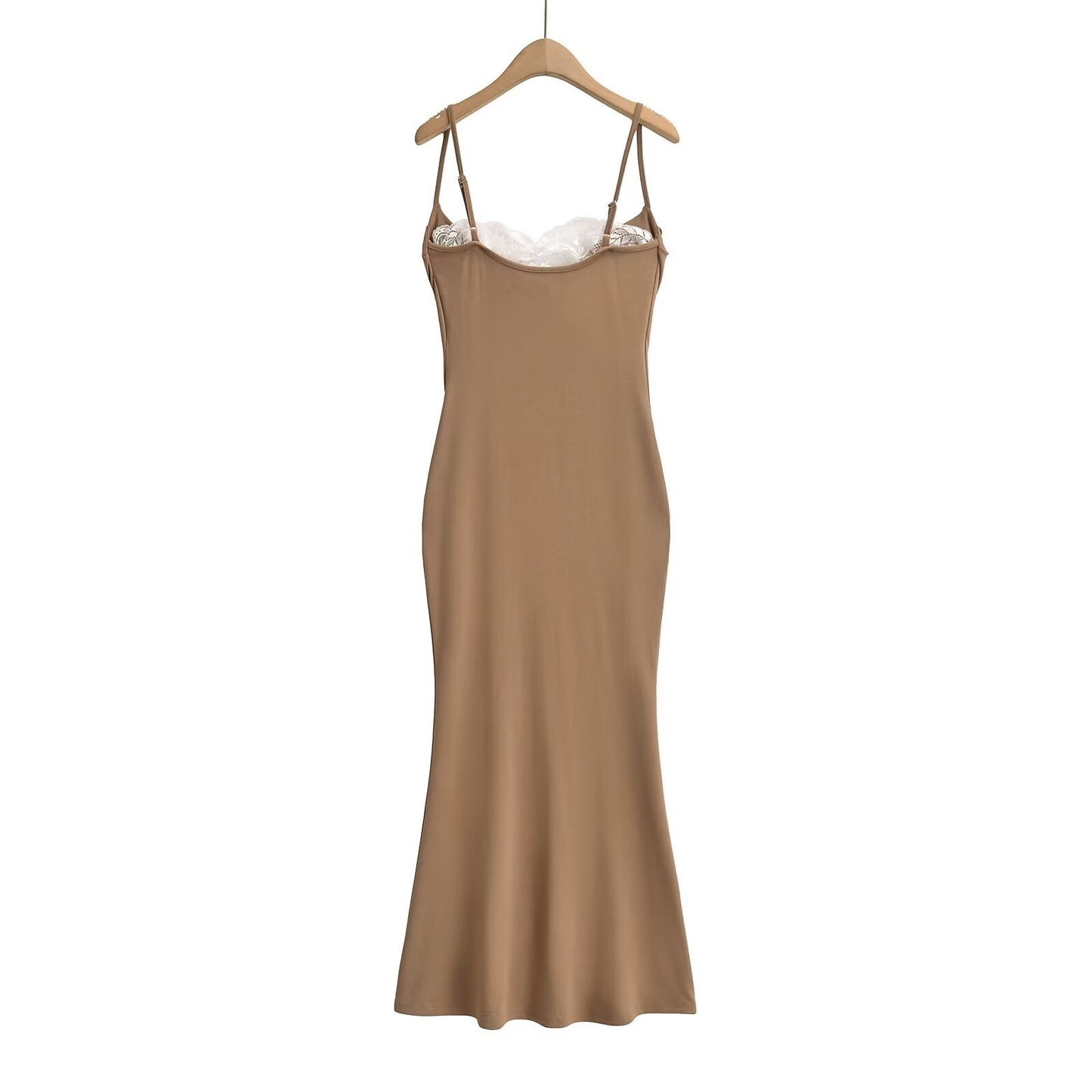 Lace-Panel Halter Mermaid Dress