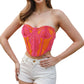 European And American Color Matching Chest Wrap Splicing Lace Top