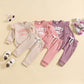 Children's Suit Baby Girl Flounced Sleeve Letter Embroidered Sweater Trousers