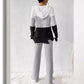 Contrast Color Hooded Zipper Long Sleeve Trousers Suit Knitted