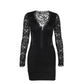 Elegant Long Sleeve Narrow Lace Mini Dress Women