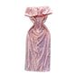 Ruffle Sequin Off Shoulder Strapless Hip Wrap Dress