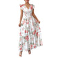 Women's Fashionable Elegant And Sophisticated Printed Dress With Ruffled Sleeves