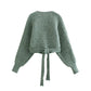 Women's Fashion V Neck Double Cardigan Knit Sweater