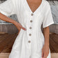 Women's Loose Leisure All-matching Temperament V-neck Buttons Fitted Waist Jumpsuit
