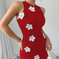 Women's Slim-fit Sleeveless Fashionable Floral Round-neck Dress