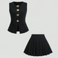 Solid Color Skirt Outfit High-grade Sleeveless Two-piece Vest Set