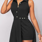 Solid Color Sleeveless Lapel High Waist Slim Women's Cat Suit
