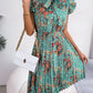 Dignified Flowers Lace-up Waist-controlled Large Hem Pleated Skirt