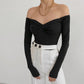 One-line Neck Strapless Breast Wrap Slim Long Sleeves