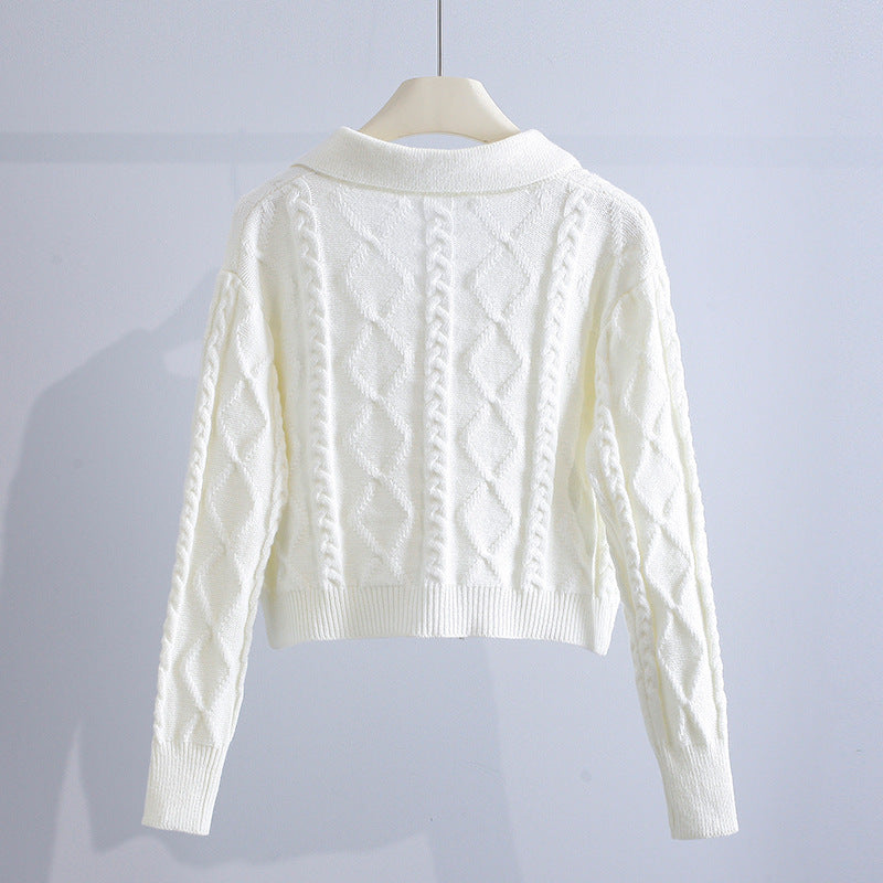 Women's Fashion Embroidery Double Zipper Knit Cardigan