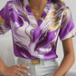 Geometric Pattern V-neck Commuter's All-matching Short Sleeve Shirt