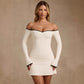 Womens Strapless Halterneck Dress With A Fitted Waist And Long Sleeves