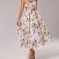 Strapless Sleeveless Printed Swing Dress