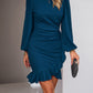 Puff Sleeve Solid Color Sheath Dress Women