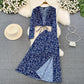 European And American-style Long-sleeve Deep V-neck Tie-up Top Two-piece Set