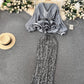 Women's Waist Trimming Ruffles Top Sequined Skirt