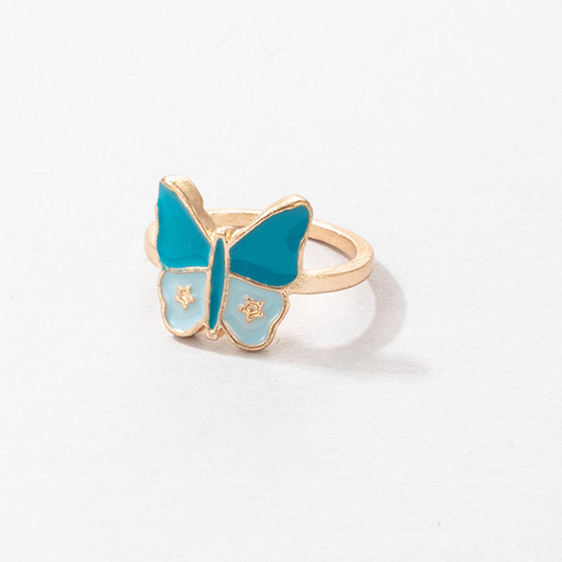 Cute Cartoon Dripping Oil Ins Wind Color Multi-element Single Ring