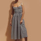 Sleeveless Pleated Striped Spaghetti Straps A- Line Skirt Dress Women